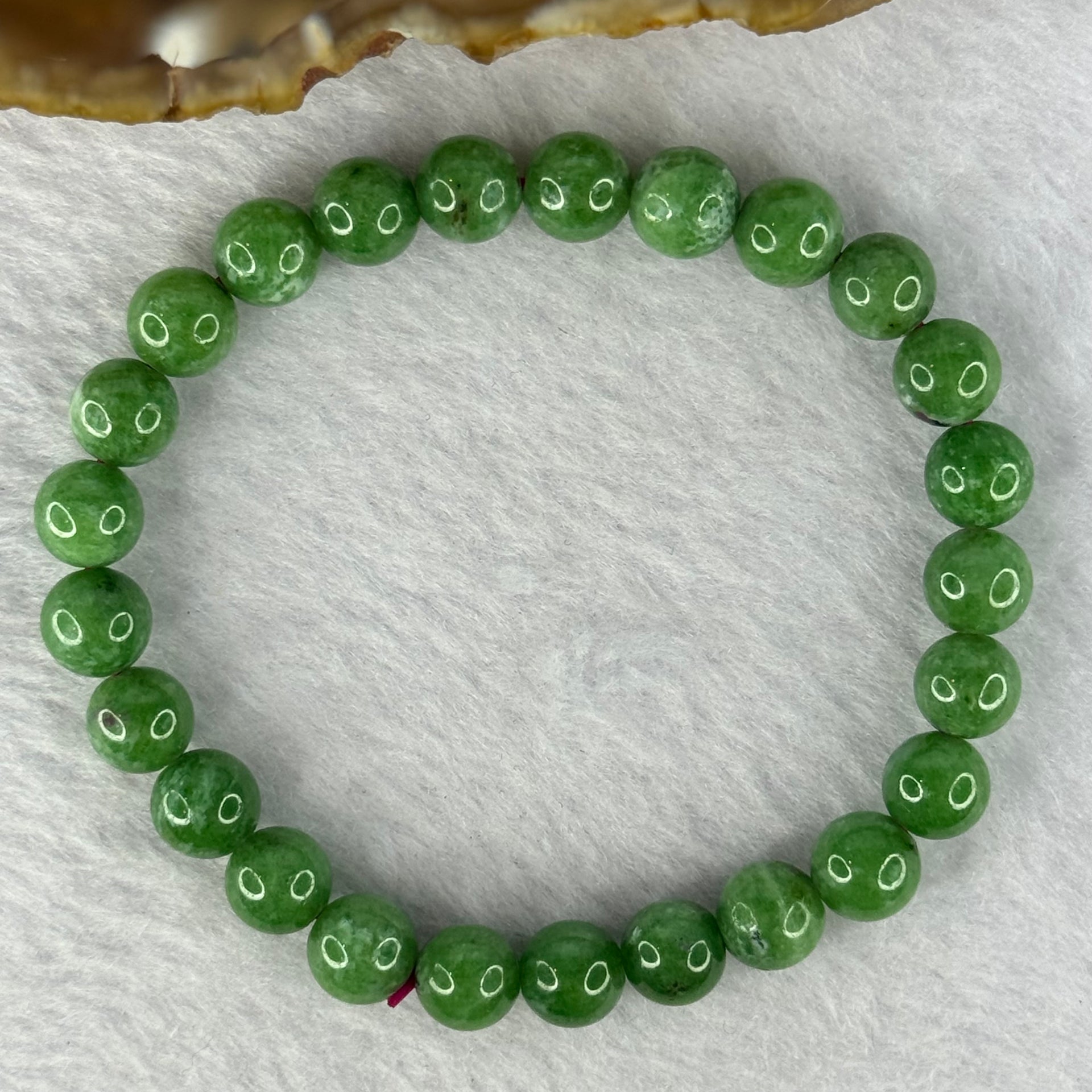 Natural Emerald And Ruby Zoisite Beads Bracelet 18.43g 16cm 7.7mm 25 Beads - Huangs Jadeite and Jewelry Pte Ltd