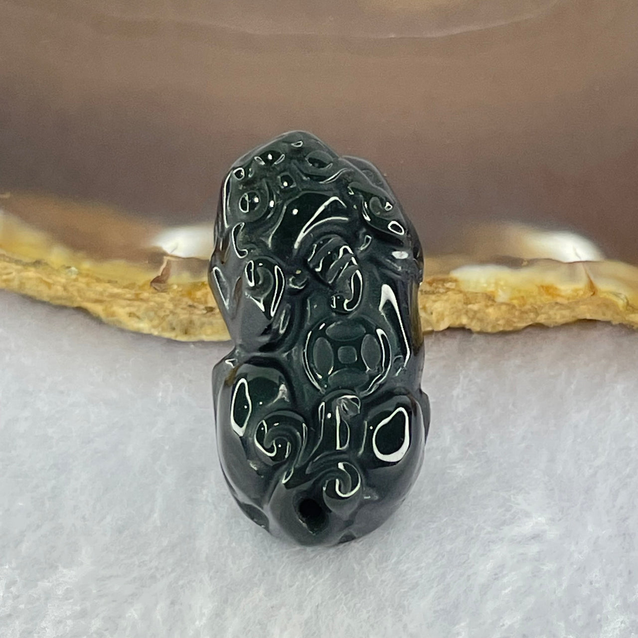 Black Obsidian Pixiu Charm 11.60g 32.6 by 17.5 by 13.1mm