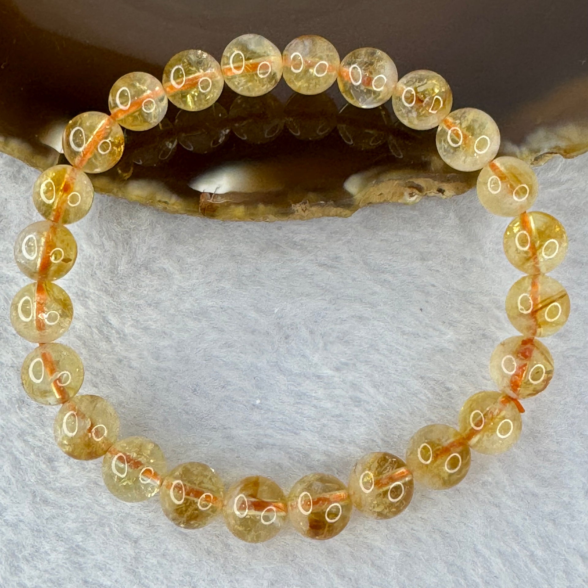 Natural Mountain Yellow Pyramid citrine bracelet 金字塔黄水晶手牌 15.13g 15cm 7.7mm 24 Beads - Huangs Jadeite and Jewelry Pte Ltd