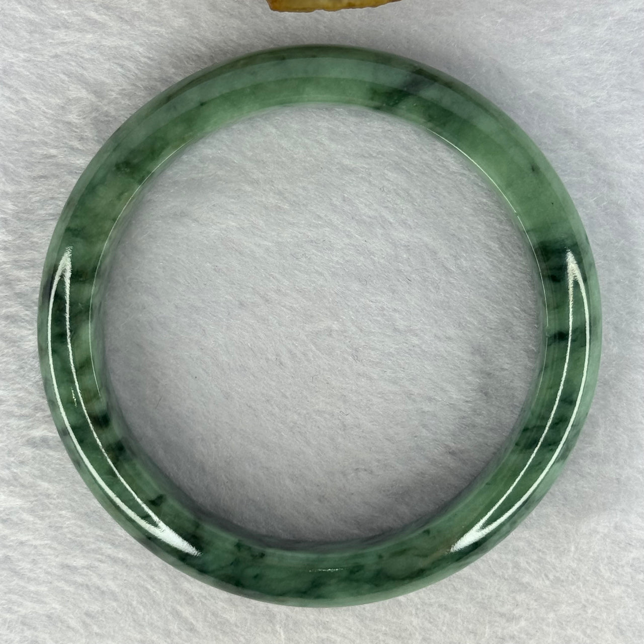 Type A Spicy Green with Dark Green Piao Hua Jadeite Bangle Internal Diameter 58.3mm 59.99g 12.6 by 8.7mm (Close to Perfect)