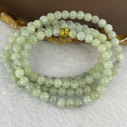 Type A Semi Icy Green with Wuji Grey Piao Hua Beads Necklace 123 Beads 5.6mm 32.67g - Huangs Jadeite and Jewelry Pte Ltd