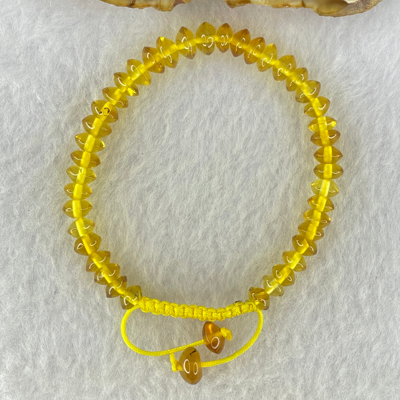 Natural Yellow Amber Beads String Bracelet 3.90g 15cm 6.9mm 41 Beads