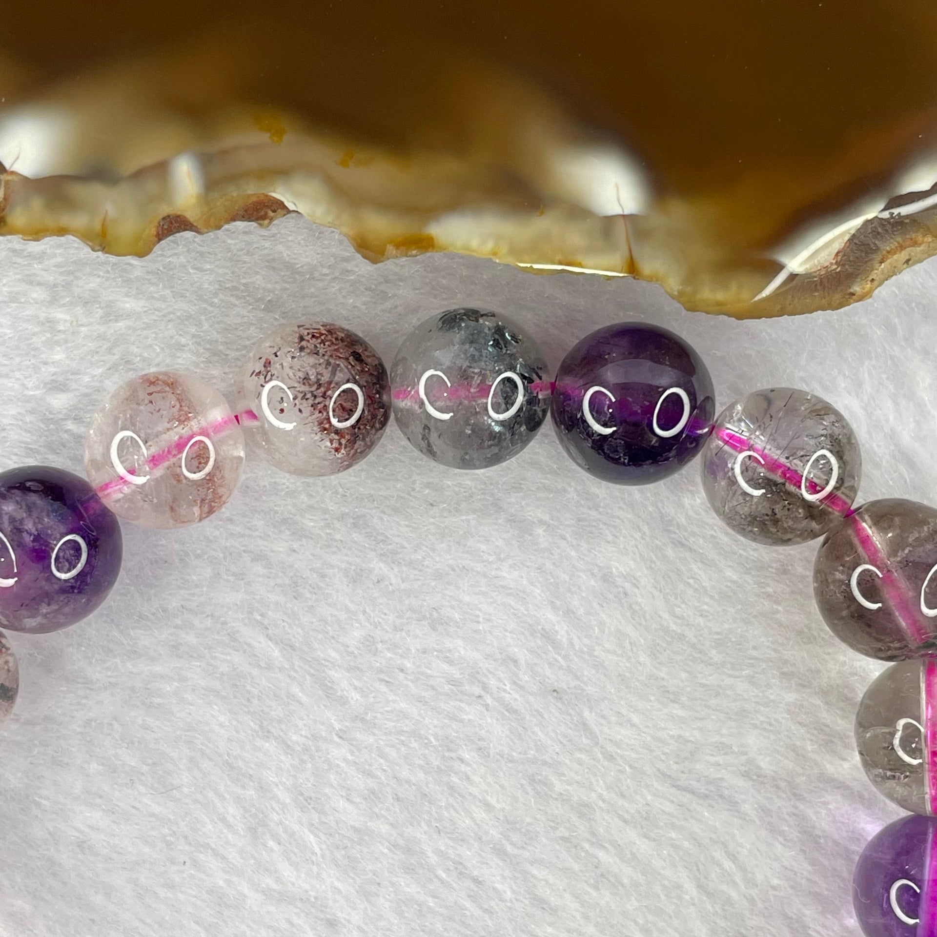 Above Average Grade Natural Super 7 Crystal Beads Bracelet 天然超级七水晶珠手链 25.78g 16.5cm 10.0mm 20 Beads - Huangs Jadeite and Jewelry Pte Ltd