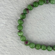 Natural Emerald And Ruby Zoisite Beads Bracelet 13.89g 15.5cm 6.8mm 28 Beads - Huangs Jadeite and Jewelry Pte Ltd