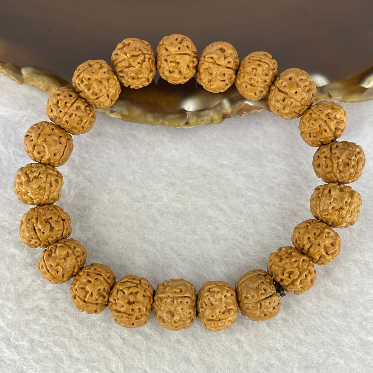 Natural Bodhi Rudraksha Seed Mala 金风 Beads Bracelet 14.53g 11.8 mm 21 Beads - Huangs Jadeite and Jewelry Pte Ltd