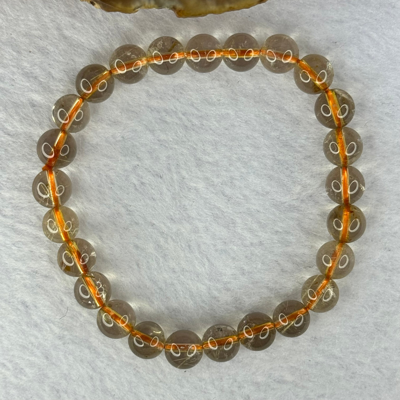 Natural Golden Rutilated Quartz Beads 天然金发水晶手链 15.58g 16cm 7.9mm 25 Beads - Huangs Jadeite and Jewelry Pte Ltd