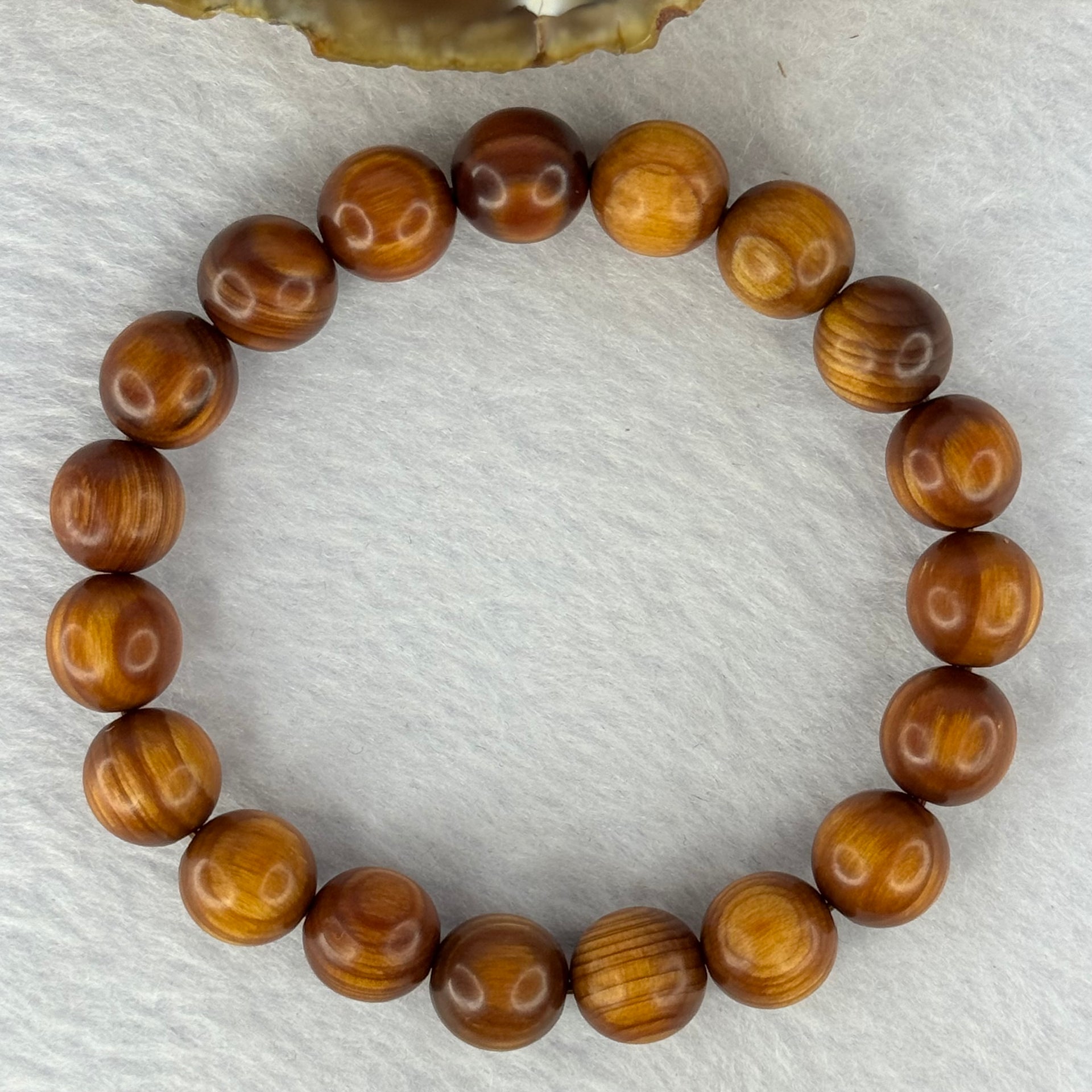 Natural Old Yabai Thuja Wood Beads Bracelet 老树崖柏手链 9.90g 16.5cm 10.1mm 19 Beads - Huangs Jadeite and Jewelry Pte Ltd