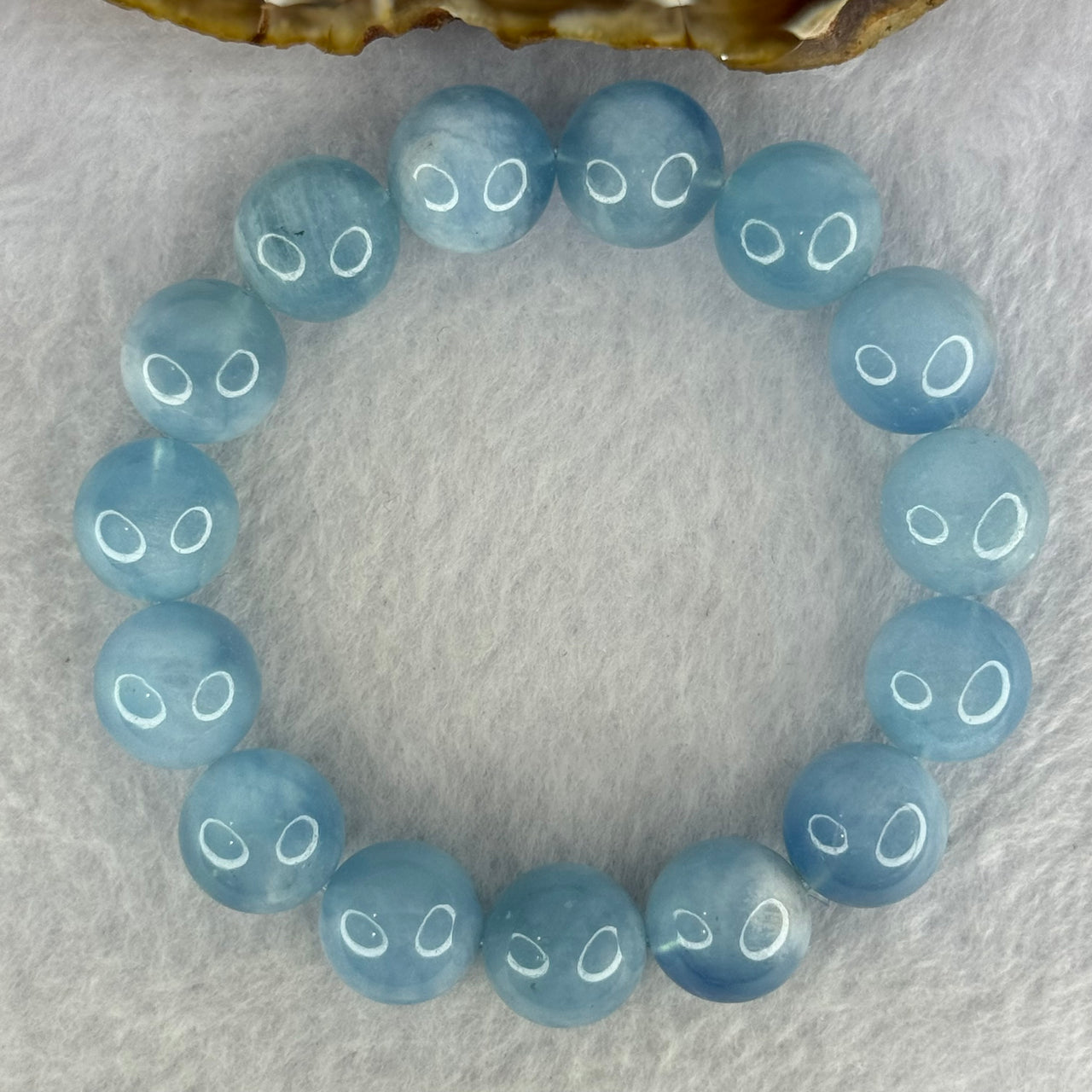 Natural Aquamarine Beads Bracelet  59.88g 18.5cm 14.4mm 15 Beads