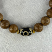 Natural Six Way Wooden Bead With 3 Eyes Dzi Bead Tian Zhu Beads Bracelets 天然六道木带三眼天珠手链 10.56g 16cm 10.3mm 17 Beads/ 13.8 by 10.1mm 1 Bead - Huangs Jadeite and Jewelry Pte Ltd