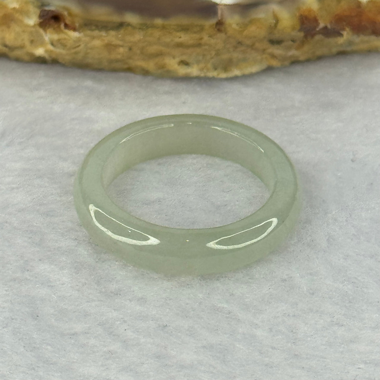 Type A Semi Icy Green Jadeite Ring 2.56g 4.9 by 3.2mm US 7 HK 15.5 - Huangs Jadeite and Jewelry Pte Ltd