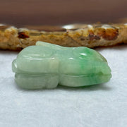 Type A Green with Spicy Piao Hua Jadeite Rabbit Charm 17.05g 36.0 by 14.2 by 17.6mm - Huangs Jadeite and Jewelry Pte Ltd