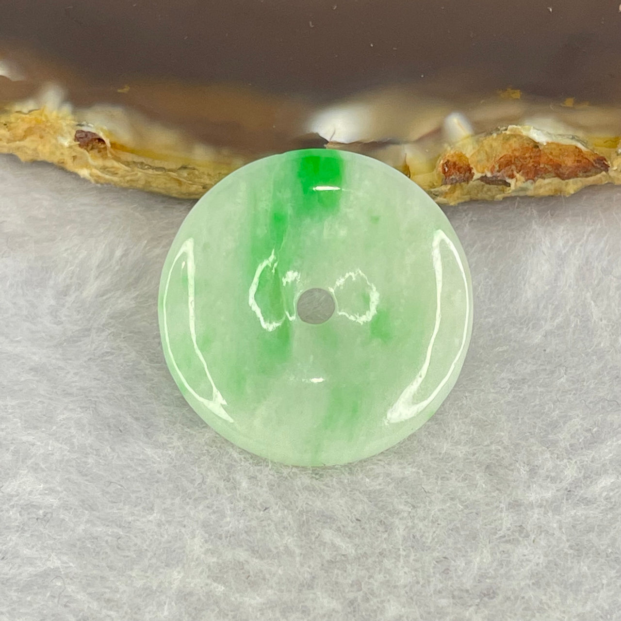 Type A Spicy Green Ping An Kou Jadeite 3.58g by 22.8 by 3.5mm - Huangs Jadeite and Jewelry Pte Ltd