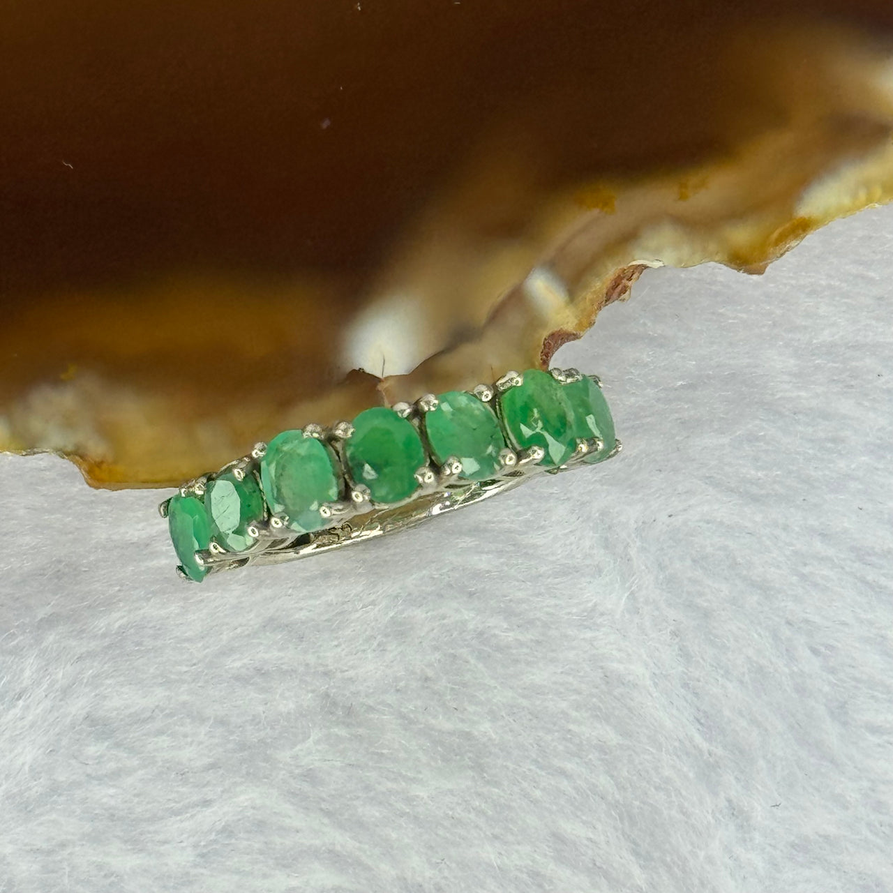 Natural Malachite In 925 Sliver Ring 2.61g 4.3 by 3.6 by 2.0mm US 5.75 / HK 12.5 - Huangs Jadeite and Jewelry Pte Ltd