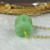 Type A Apple Green Jadeite Lulu Tong Charm in S925 Sliver Gold Colour Necklace 4.80g 12.2 by 13.3mm - Huangs Jadeite and Jewelry Pte Ltd