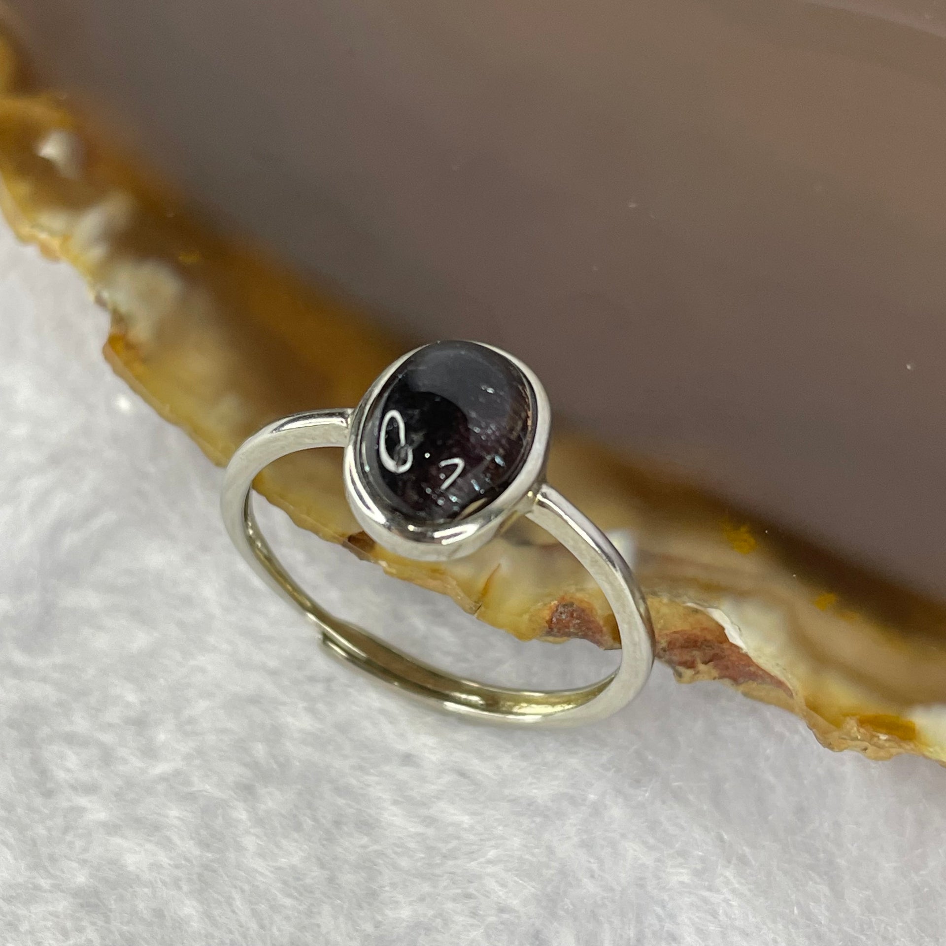 Good Grade Natural Super 7 Crystal in 925 Sliver Ring (Adjustable Size) 天然超级七水晶 925 银戒指（可调节尺寸) 1.64g 8.2 by 6.6 by 4.2mm - Huangs Jadeite and Jewelry Pte Ltd