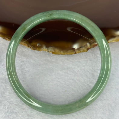 Type A Green and Dark Brown Patch Jadeite Bangle 33.95g Internal 59.3mm 9.1 by 7.1mm