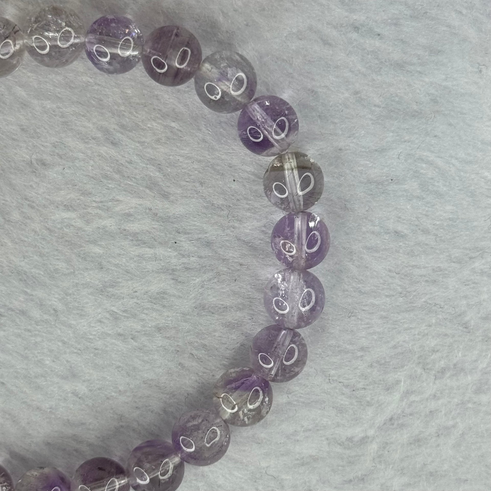 Natural Super 7 Amethyst Beads Bracelet 天然紫超七手链 15.34g 16cm 7.8mm 25 Beads - Huangs Jadeite and Jewelry Pte Ltd