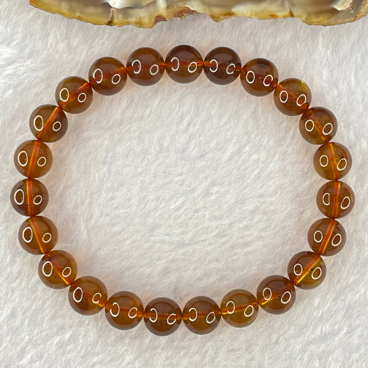 Natural Purple Honey Amber Beads Bracelet 天然紫蜜琥珀手链 6.00g 15cm 7.9mm 23 Beads