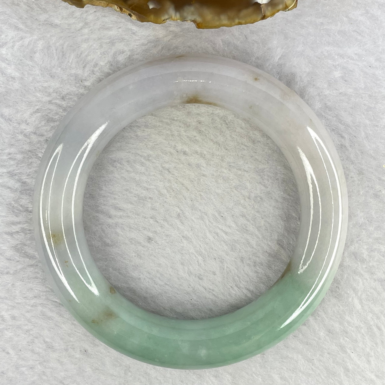 Type A Light Lavender And Green with Brown Patches 89.25g 13.4 by 12.6 by 55.3mm (Very Fine Lines) - Huangs Jadeite and Jewelry Pte Ltd