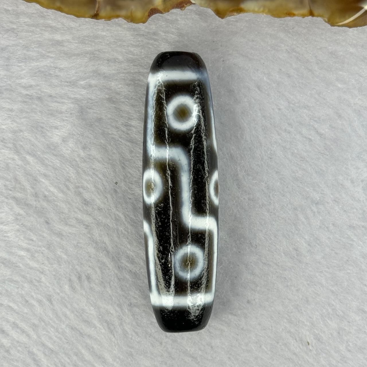 Natural Powerful Tibetan Old Oily Agate 9 Eyes Dzi Bead Heavenly Master (Tian Zhu) 九眼天诛 12.68g 48.5 by 12.7mm - Huangs Jadeite and Jewelry Pte Ltd