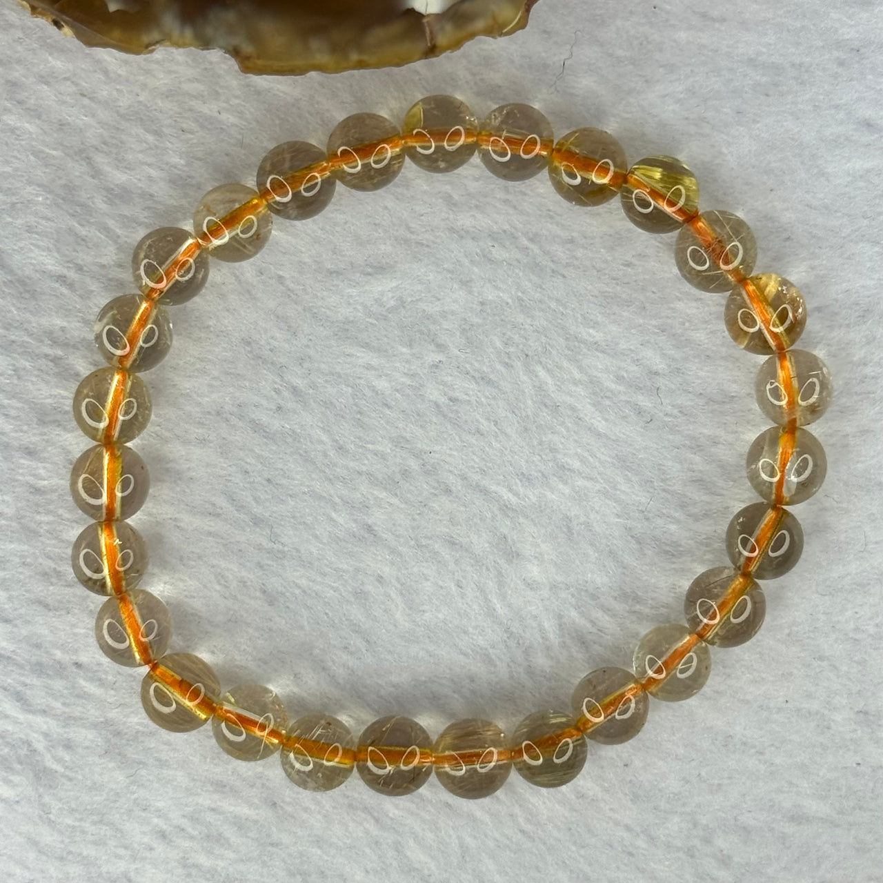 Natural Golden Rutilated Quartz Beads 天然金发水晶手链 12.90g 15.5cm 7.3mm 27 Beads - Huangs Jadeite and Jewelry Pte Ltd