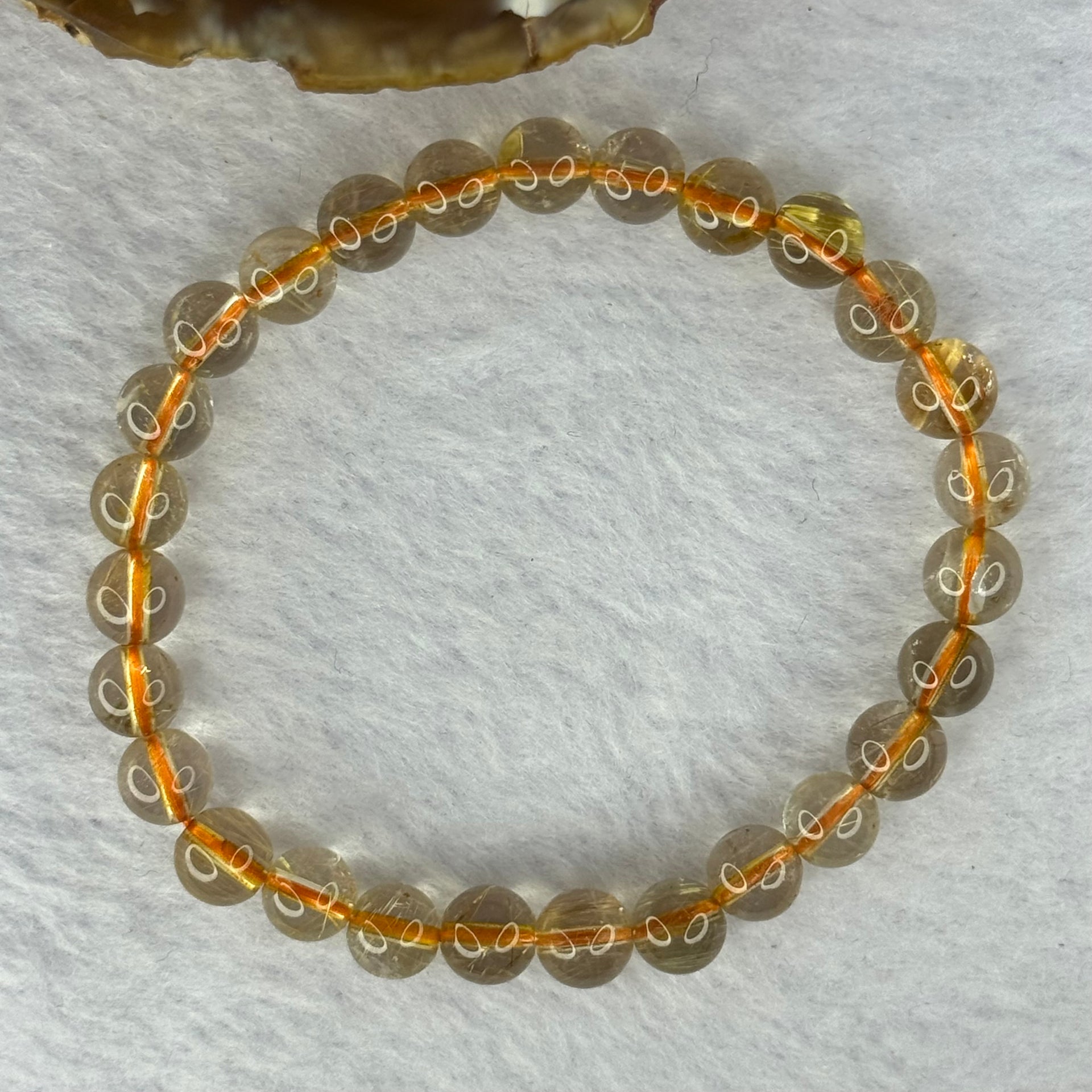 Natural Golden Rutilated Quartz Beads 天然金发水晶手链 12.90g 15.5cm 7.3mm 27 Beads - Huangs Jadeite and Jewelry Pte Ltd