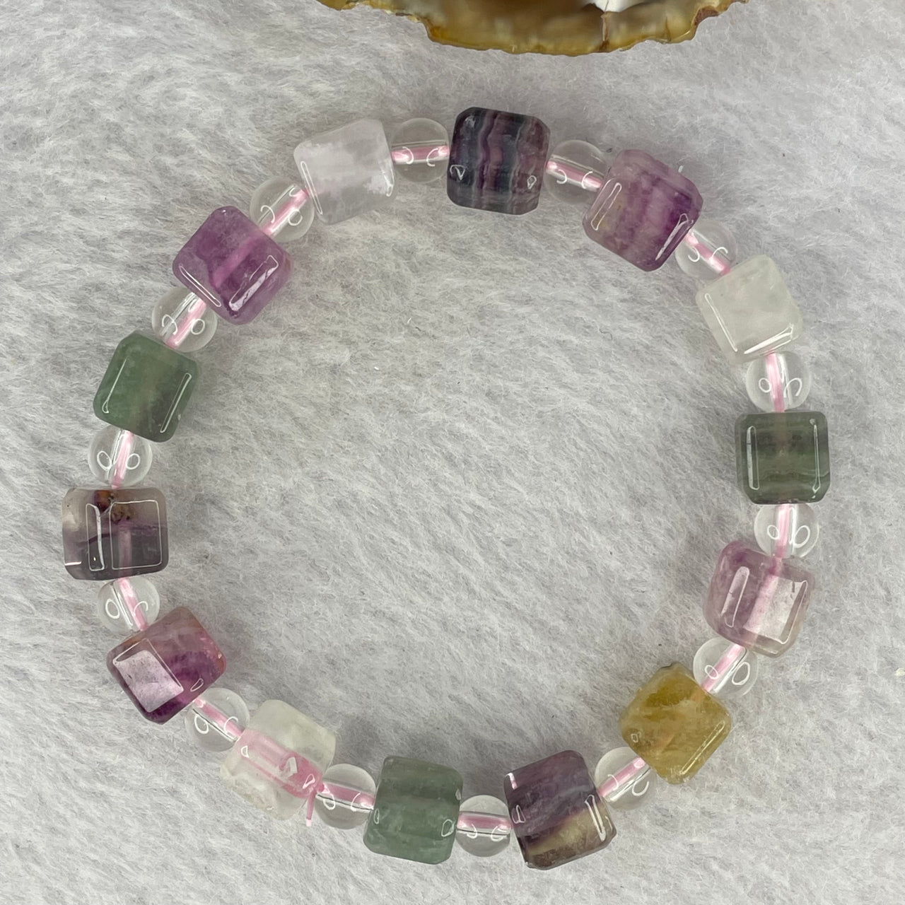 Natural Green and Purple Fluorite Beads Bracelet 28.48g 8.5mm 14pcs - Huangs Jadeite and Jewelry Pte Ltd