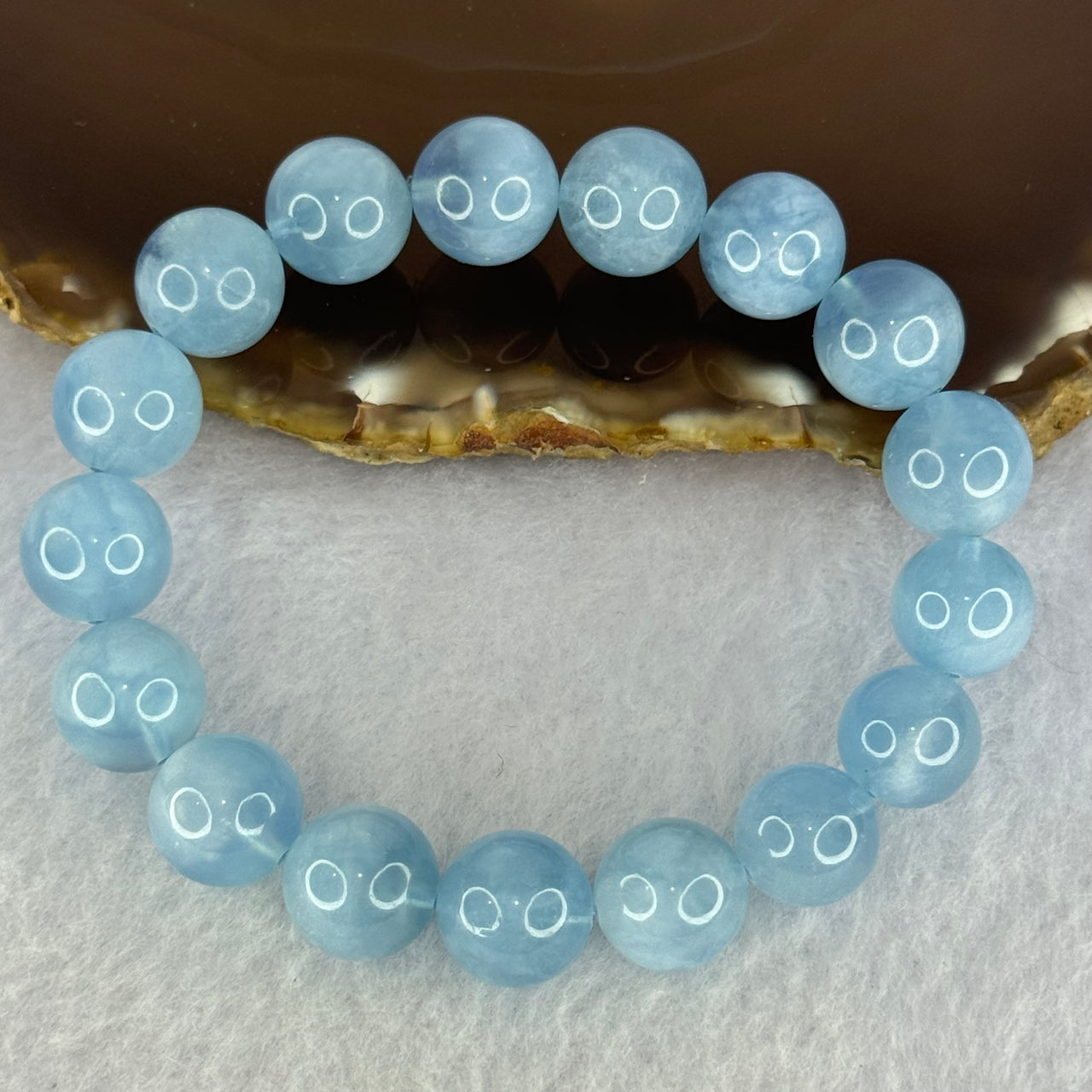 Natural Aquamarine Beads Bracelet 37.28g 17cm 11.8mm 17 Beads