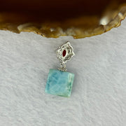 Natural Larimar With Nan Hong in Sliver Claps Charm/Pendent 4.01g 13.5 by 13.3 by 6.4mm 5.2 by 3.5 by 1.2mm - Huangs Jadeite and Jewelry Pte Ltd