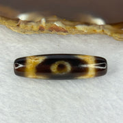 Natural Powerful Tibetan Old Oily Agate 3 Eyes Dzi Bead Heavenly Master (Tian Zhu) 三眼天诛 6.89g 38.6 by 11.0mm - Huangs Jadeite and Jewelry Pte Ltd