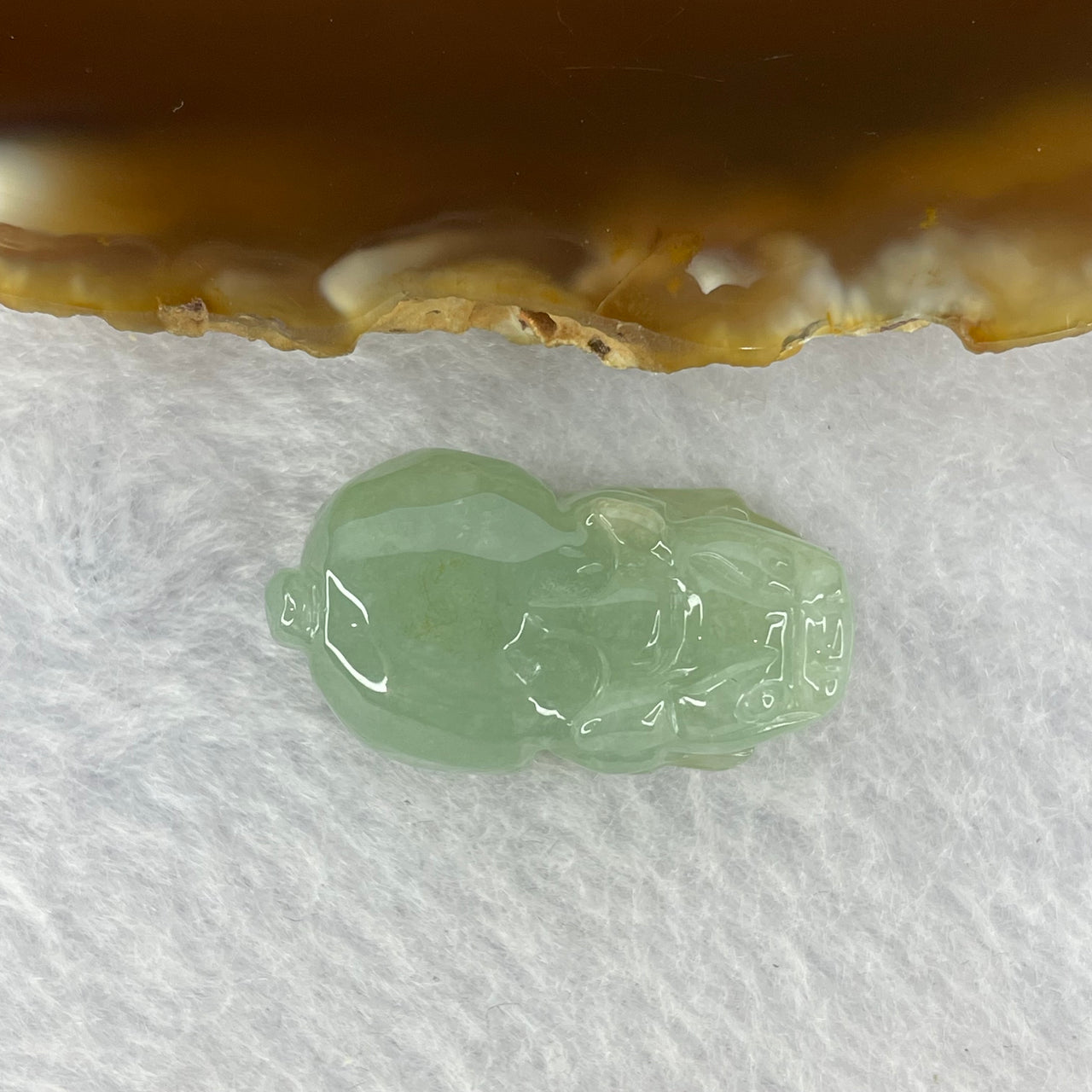 Type A Jelly Green Jadeite Pixiu Pendent A货浅绿色翡翠貔貅牌 9.87g 26.9 by 15.0 by 11.8 mm - Huangs Jadeite and Jewelry Pte Ltd