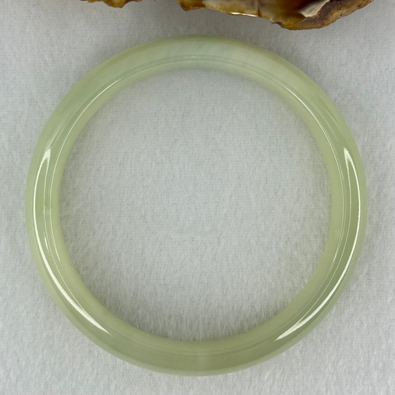 Type A Translucent Semi Icy Jelly Light Green Jadeite Bangle Internal Diameter 56.8mm 45.95g 12.6 by 7.0mm (Very Slight External Rough)