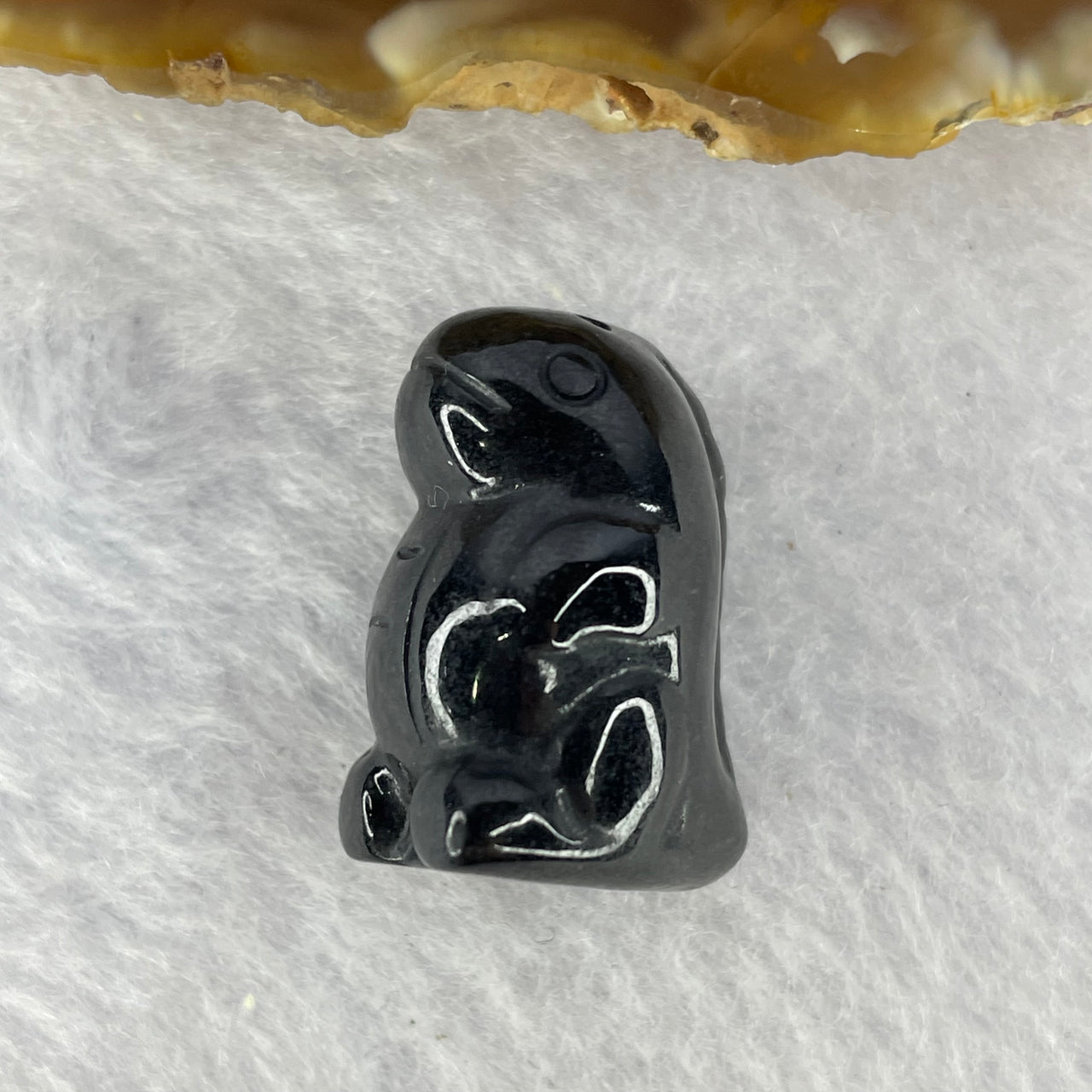 Type A Opaque Black Omphasite Dinosaur Pendant / Charm A货墨翠恐龙牌 8.59g 21.9 by 13.9 by 14.9 mm - Huangs Jadeite and Jewelry Pte Ltd