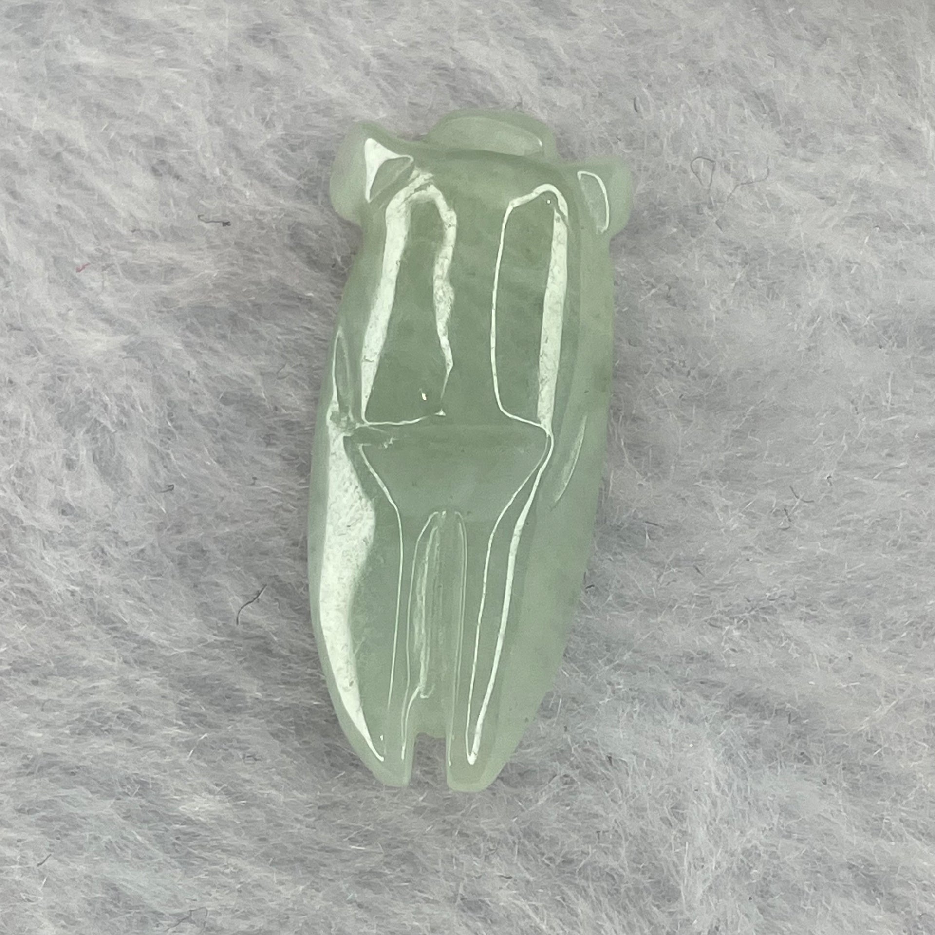 Type A Light Green Jadeite Cicada 24.5 by 10.9 by 5.2mm 2.46g - Huangs Jadeite and Jewelry Pte Ltd