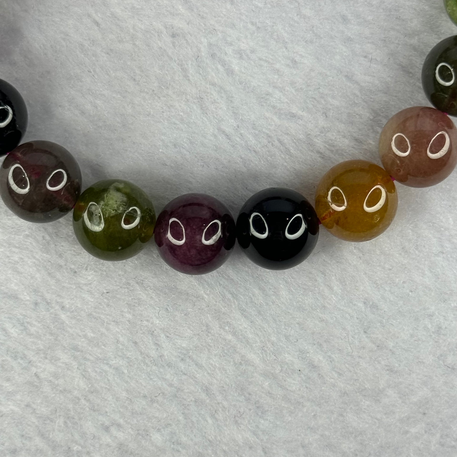 Good Grade Natural Tourmaline Beads Bracelet 好的天然碧玺珠手链 37.02g 17.5cm 10.9mm 19 Beads - Huangs Jadeite and Jewelry Pte Ltd