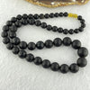 Natural Black Amber Beads Bracelet 天然大黑天翁琥珀项链 31.58g 30cm  7.1 - 14.9mm 51 Beads