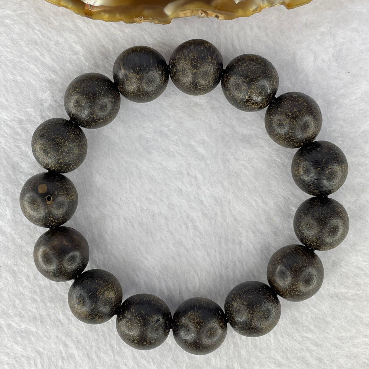 Natural Old Wild Indonesia Agarwood Beads Bracelet (Sinking Type) 天然老野生印尼沉香珠手链  23.07g 13.9 mm 15 Beads - Huangs Jadeite and Jewelry Pte Ltd