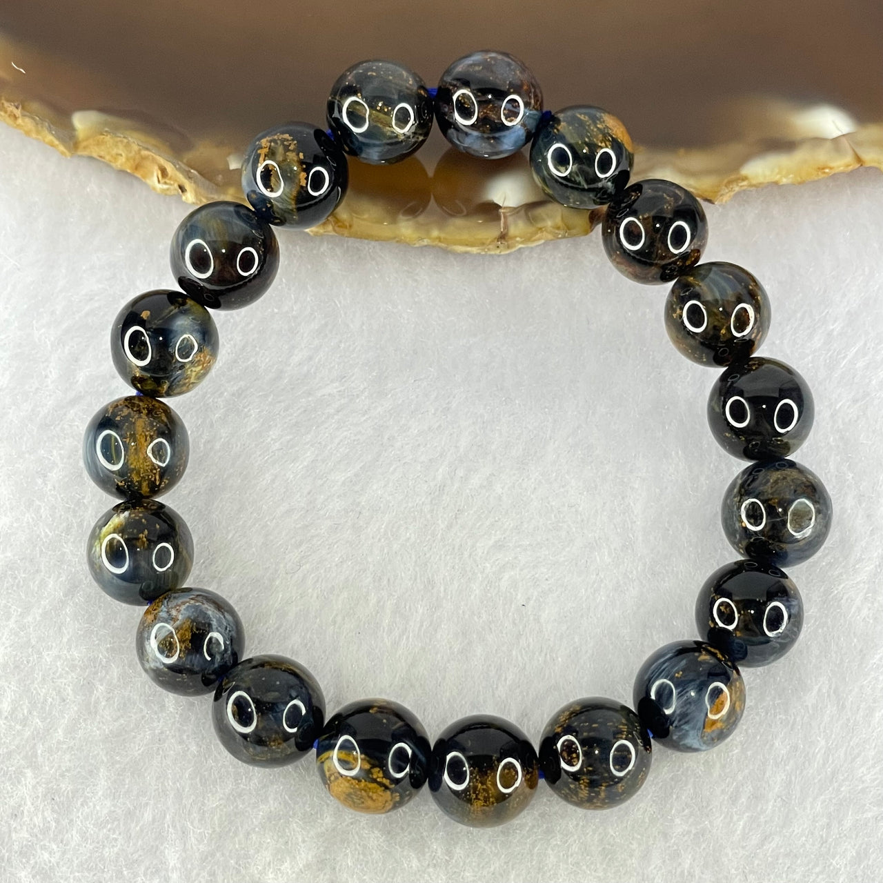 Good Grade Natural Petersite Beads Bracelet 27.55g 16cm 10.3mm 19 Beads