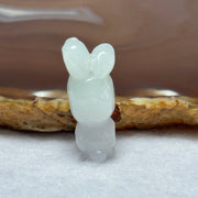 Type A Faint Lavender Green Jadeite Rabbit Pendant 8.33g 30.3 by 12.2 by 11.9mm - Huangs Jadeite and Jewelry Pte Ltd