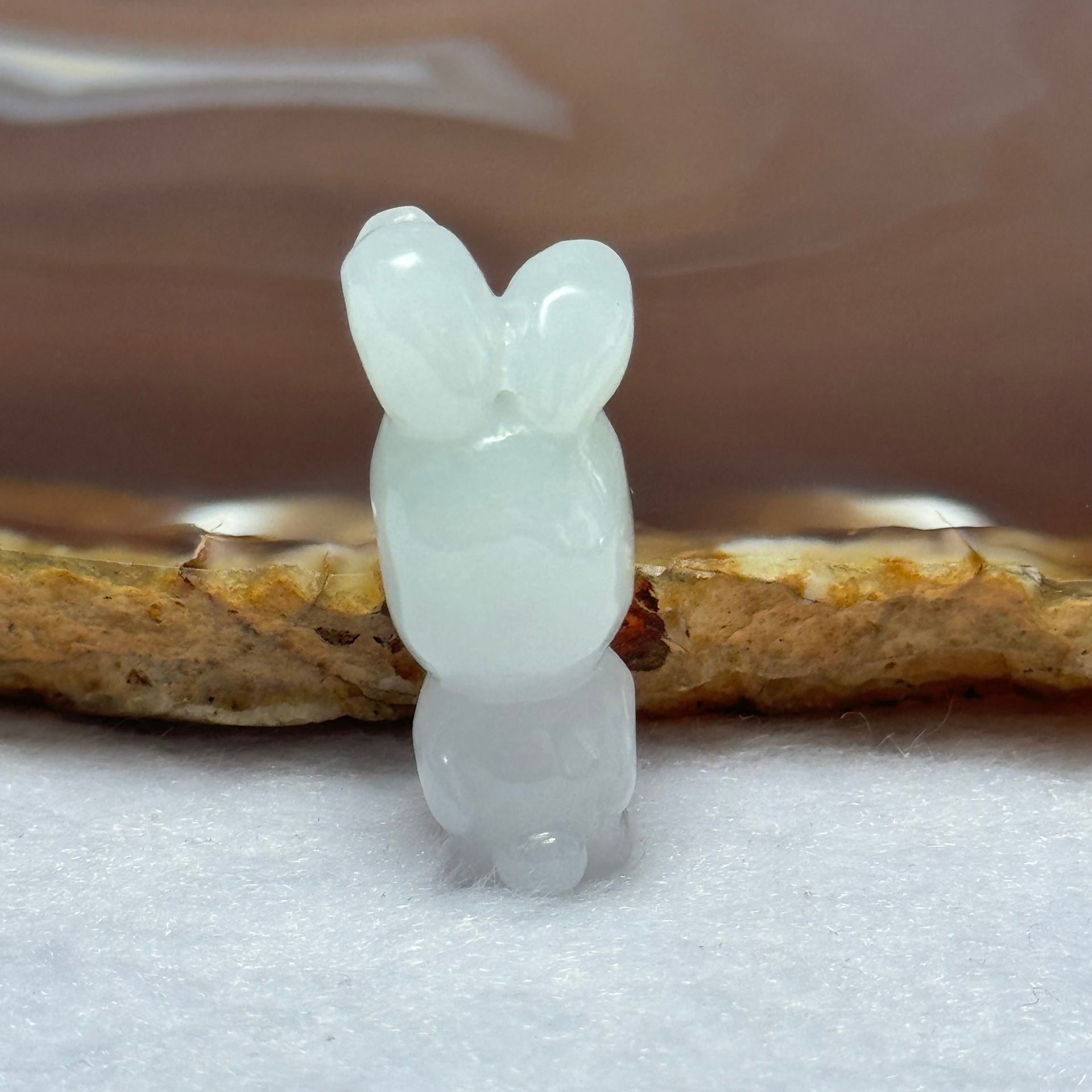 Type A Faint Lavender Green Jadeite Rabbit Pendant 8.33g 30.3 by 12.2 by 11.9mm - Huangs Jadeite and Jewelry Pte Ltd