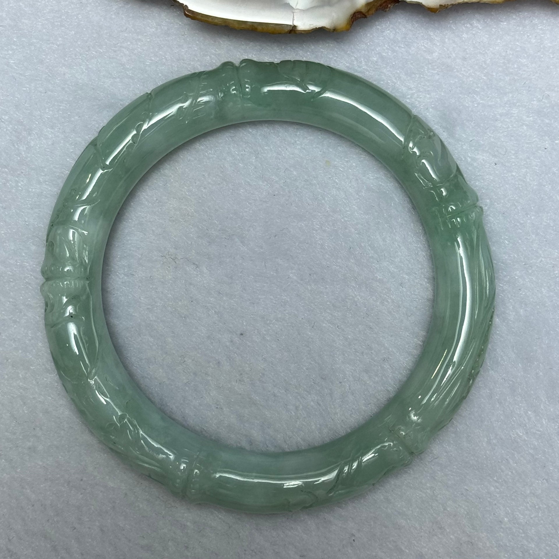 Type A Sky Blue Jadeite Bamboo and Ruyi Bangle 41.52g 9.9 by 9.7mm Internal Diameter 50.9mm - Huangs Jadeite and Jewelry Pte Ltd