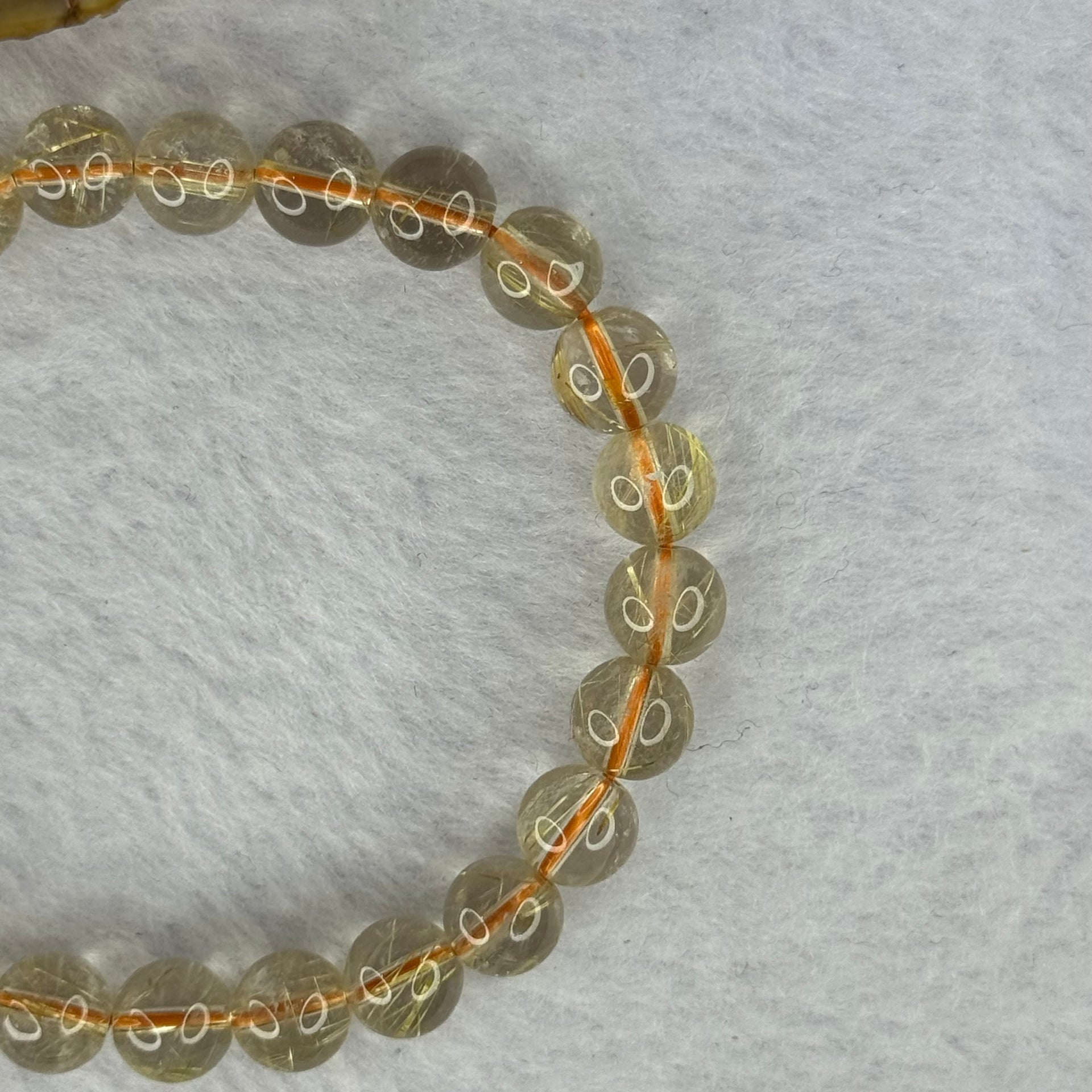 Natural Golden Rutilated Quartz Beads 天然金发水晶手链 15.10g 15cm 7.8mm 25 Beads - Huangs Jadeite and Jewelry Pte Ltd