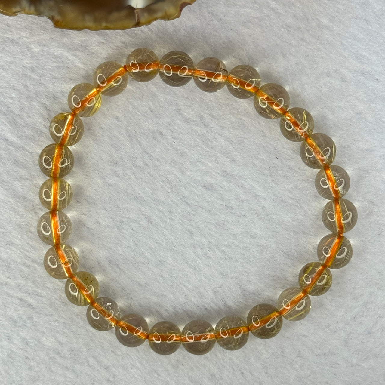 Natural Golden Rutilated Quartz Beads 天然金发水晶手链 13.08g 15.5cm 7.3mm 25 Beads - Huangs Jadeite and Jewelry Pte Ltd