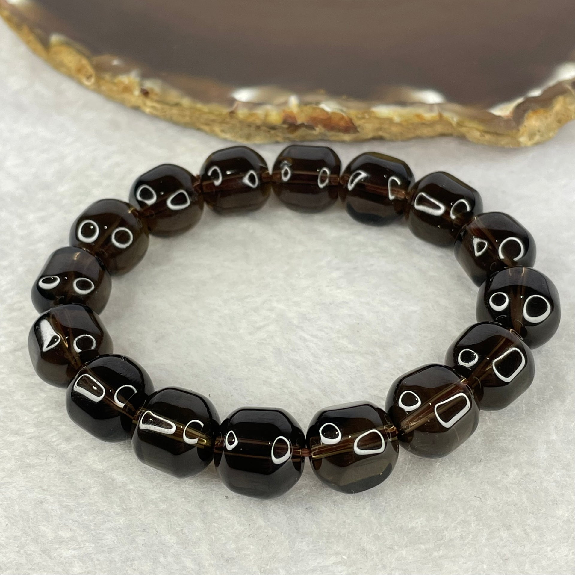 Natural Smoky Quartz Bracelet 42.44g 16.5cm 12.1mm 16 Beads - Huangs Jadeite and Jewelry Pte Ltd