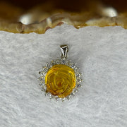 925 Sliver Amber Pendent/Charm 3.12g 11.8 by 8.7 mm - Huangs Jadeite and Jewelry Pte Ltd