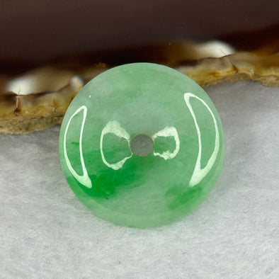Type A Spicy Green Jadeite Ping An Kou Donut Pendant 8.0g 26.4 by 5.9mm - Huangs Jadeite and Jewelry Pte Ltd