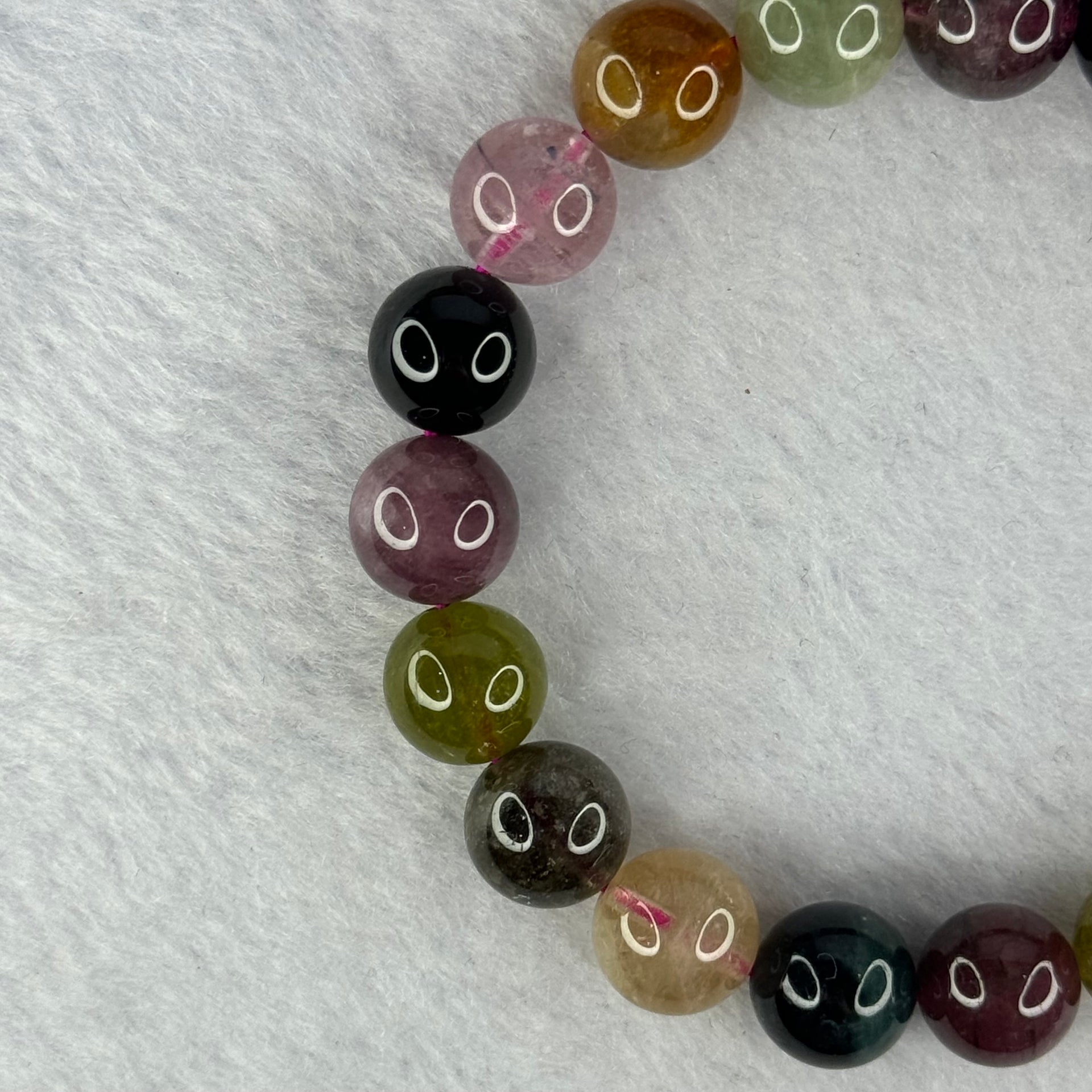 Good Grade Natural Tourmaline Beads Bracelet 好的天然碧玺珠手链 32.10g 16.5cm 10.3mm 19 Beads - Huangs Jadeite and Jewelry Pte Ltd