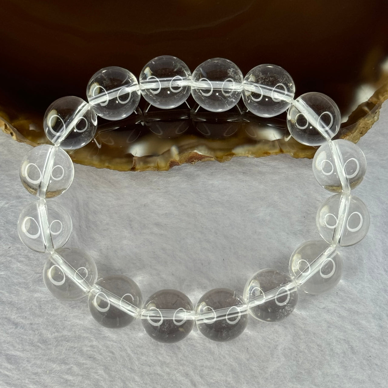 Natural Clear Quartz Beads Bracelet 天然白水晶手链 46.13g 17.5cm 12.9mm 16 Beads