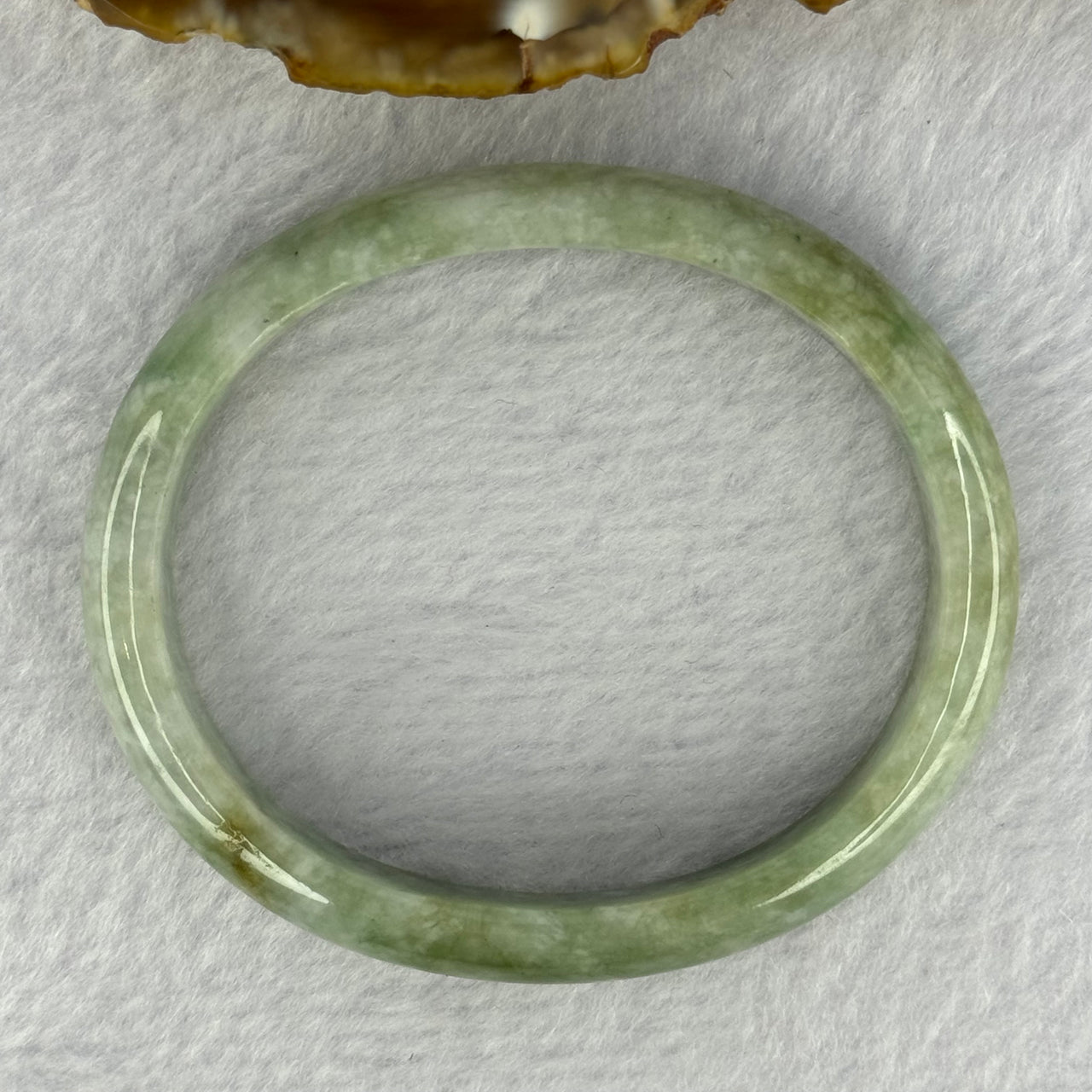 Type A Light with Apple Green Jadeite Bangle 33.24g Internal Diameter 54.3mm 11.5 by 6.4mm (Very Slight External Rough)