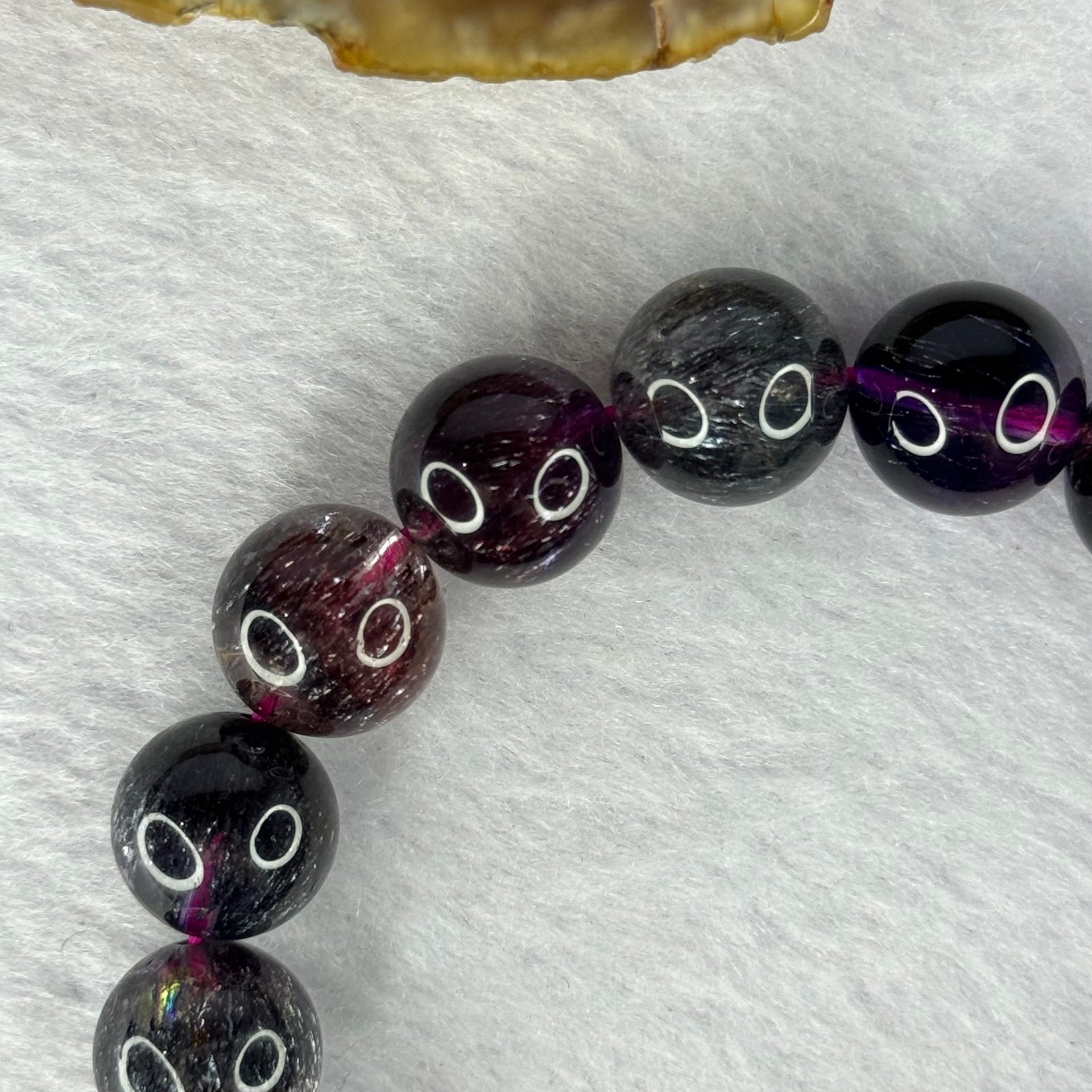 Super Rare Triple Excellence Grade Natural Transparent Dark Blackcurrant Super 7 Beads Bracelet 超级罕见三重卓越级透明深天然黑加仑超级七珠手链 43.49g 18cm 12.5mm 17 Beads - Huangs Jadeite and Jewelry Pte Ltd